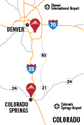 Map of Colorado showing where CTU campuses are located