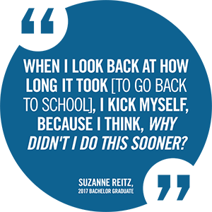 "When I look back at how long it took, I kick myself because I think, why didn't I do this sooner?" - Suzanne Reitz